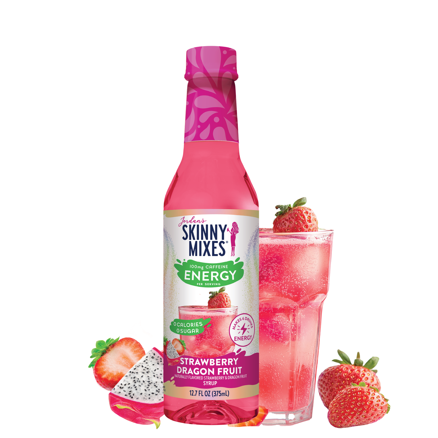 Sugar Free Strawberry Dragon Fruit Energy Syrup - 375ml